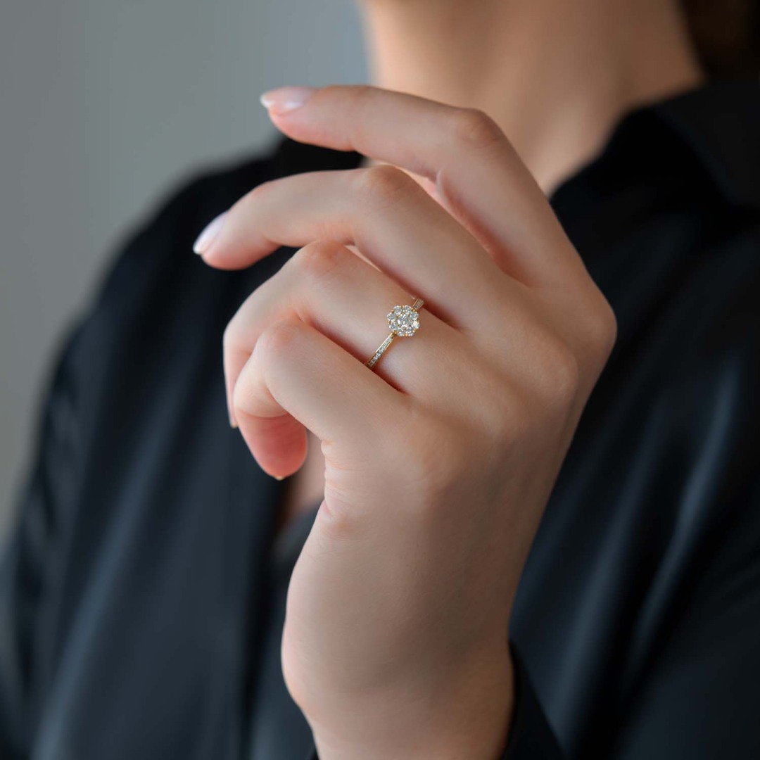 inel din aur galben de 18K cu Diamante naturale  2