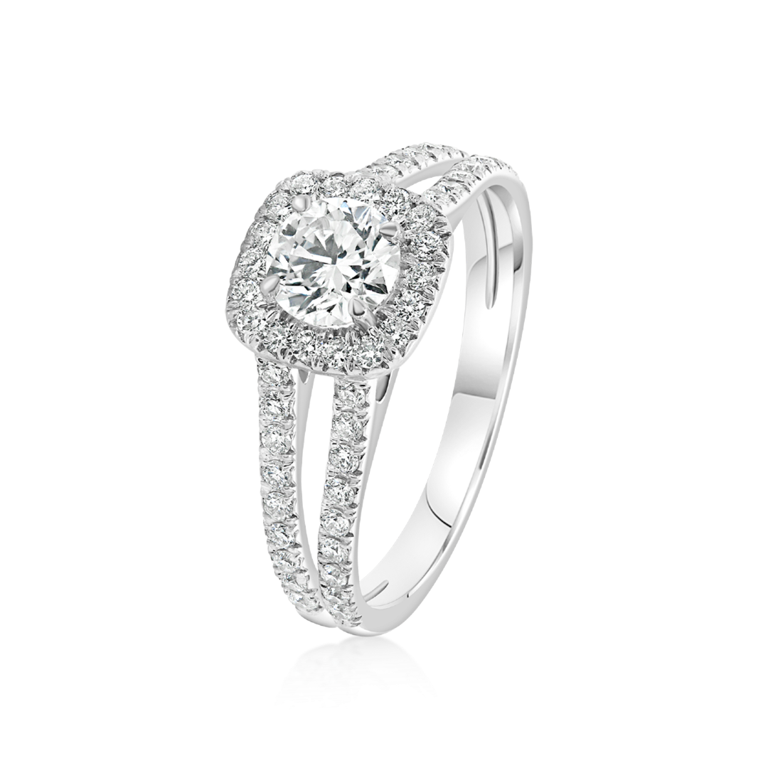 inel din aur alb de 18K cu Diamant natural certificat GIA  1
