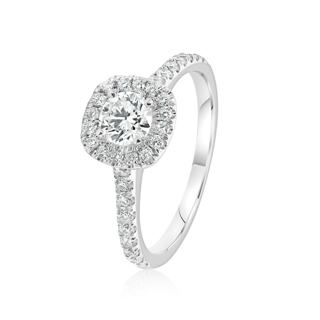 inel din aur alb de 18K cu Diamant natural certificat GIA  1