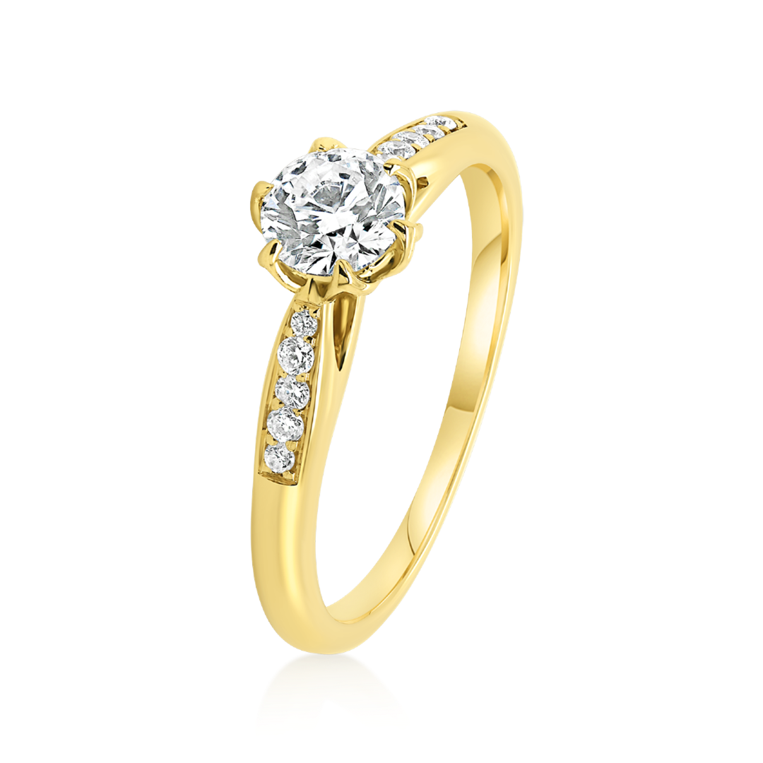 inel din aur galben de 18K cu Diamant natural certificat GIA  1