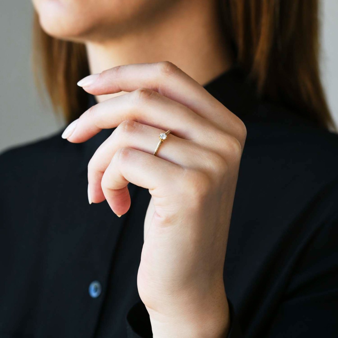 inel din aur galben de 18K cu Diamante naturale  2