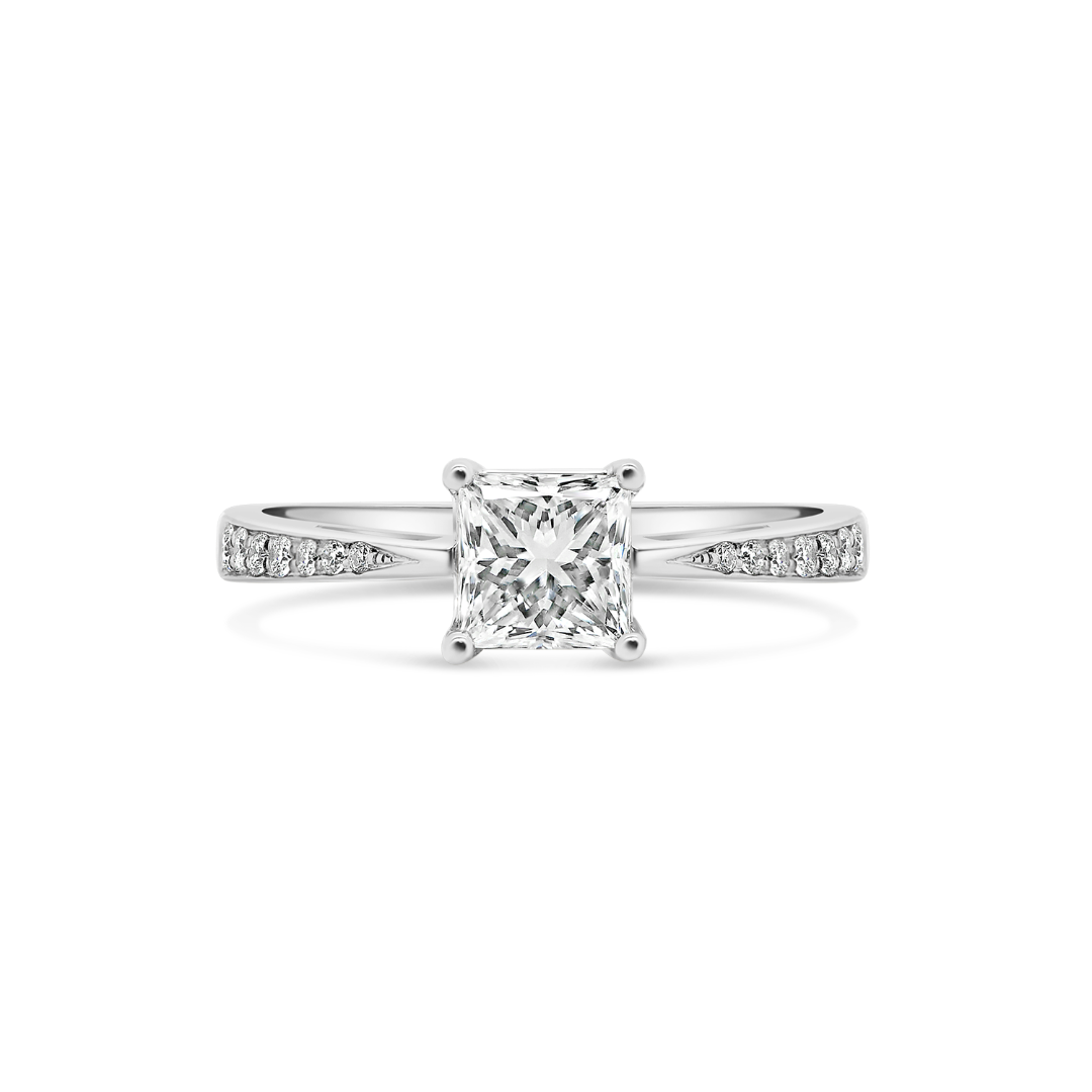 inel de logodnă din aur alb de 18K cu Diamant natural GIA  3