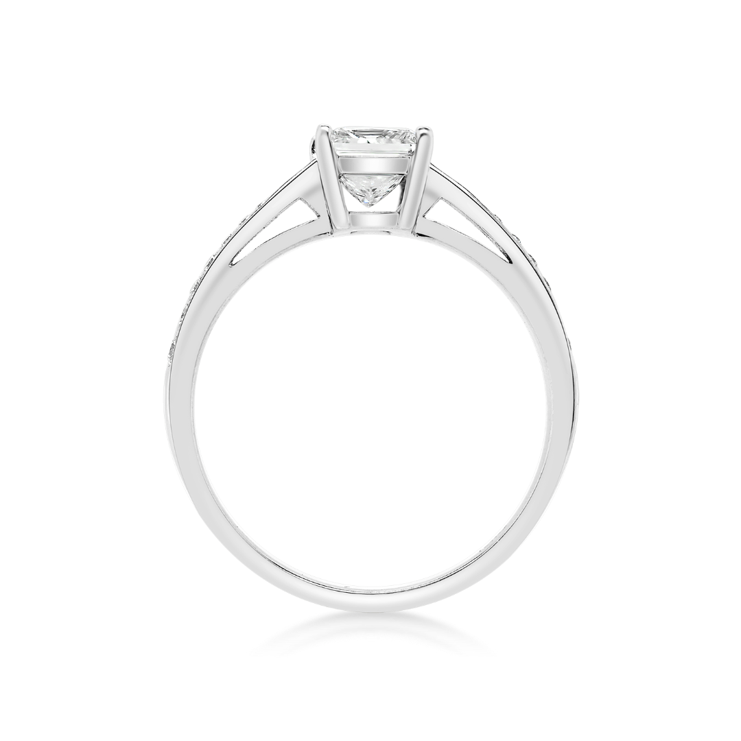 inel de logodnă din aur alb de 18K cu Diamant natural GIA  4