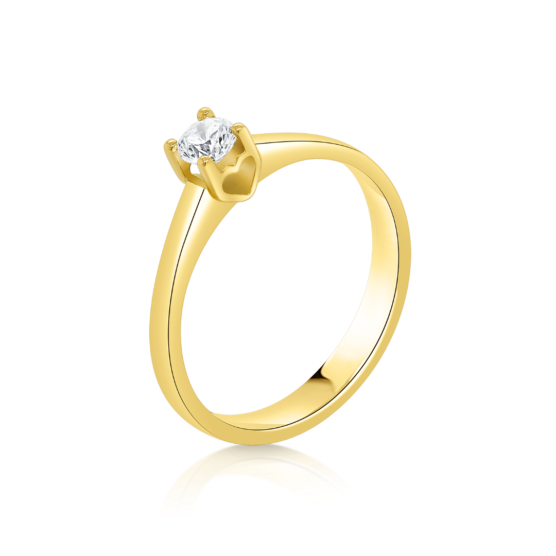 inel de logodnă din aur galben de 18K cu Diamant natural  1