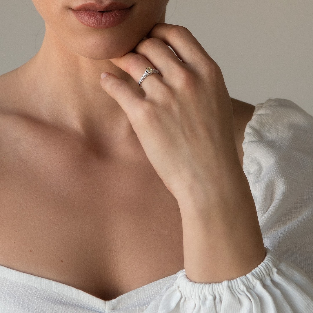 inel din aur alb de 18K cu Diamante naturale  2