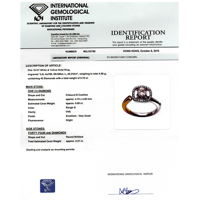 inel din aur alb de 18K cu Diamant natural IGI  4