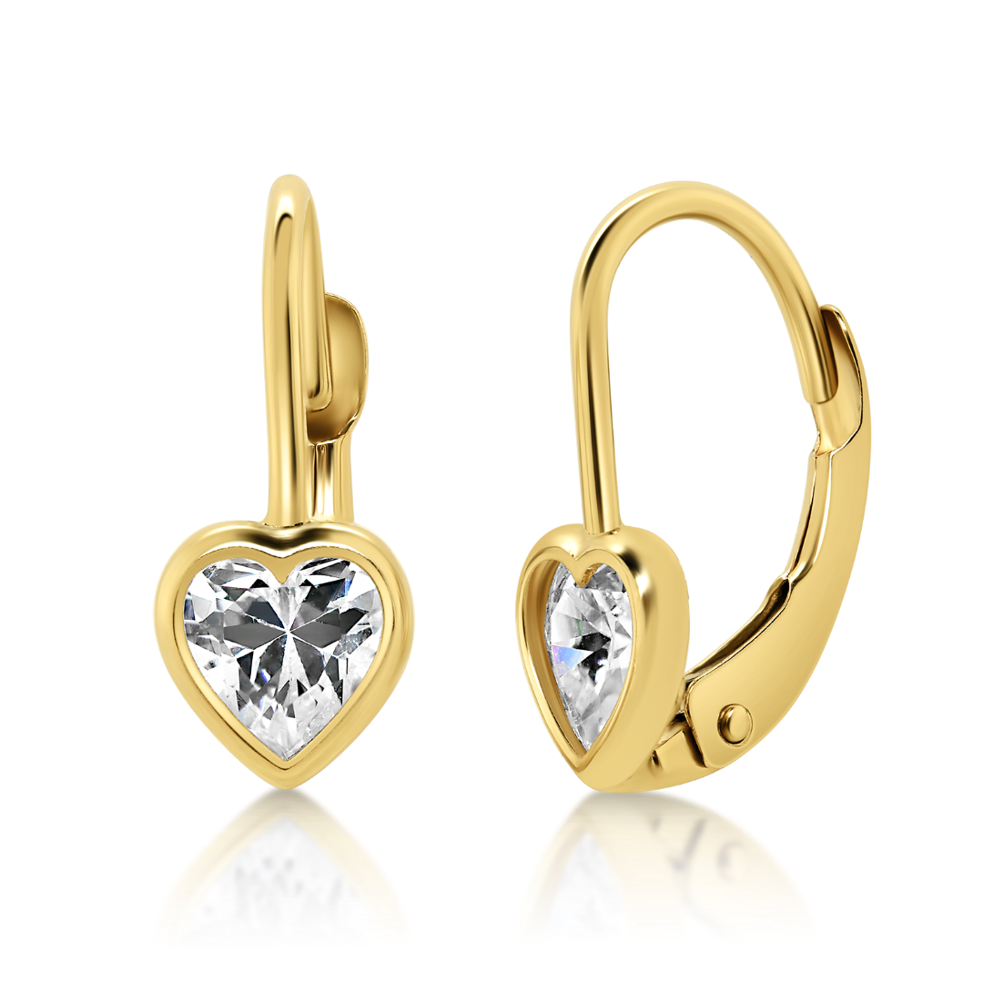 cercei în formă de inimă din aur galben de 14K  