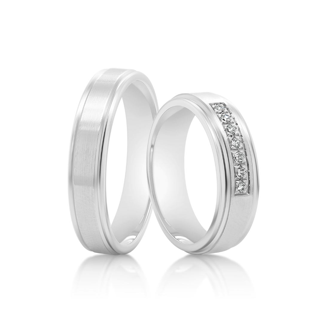 verighetă damă Harmony V616 din aur alb de 14K  1