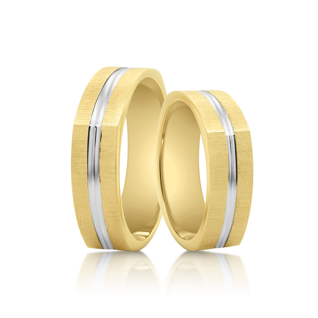 verighetă damă Classic 510 din aur galben de 14K și rodiu alb  3
