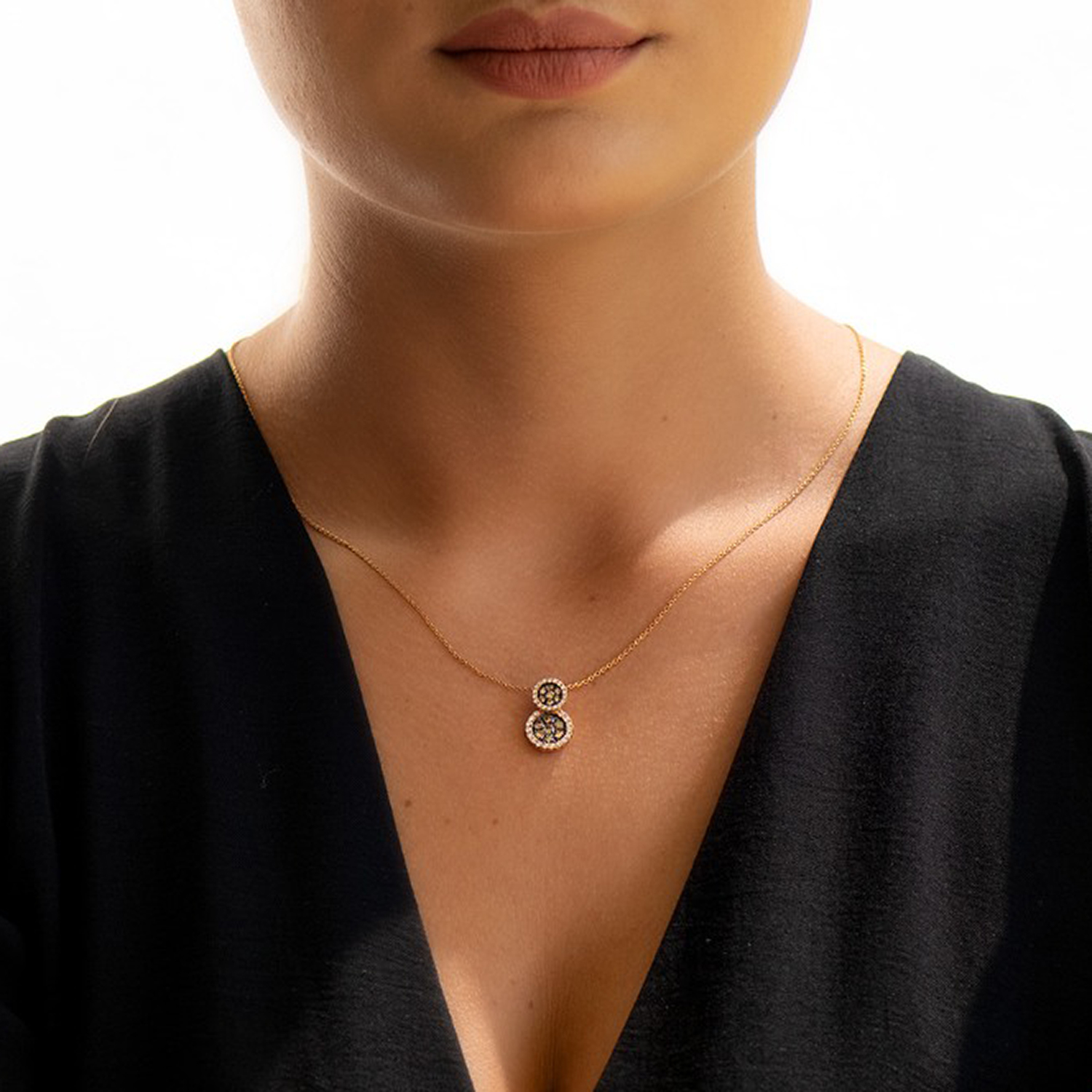 pandantiv din aur roz de 18K cu Diamante naturale  2