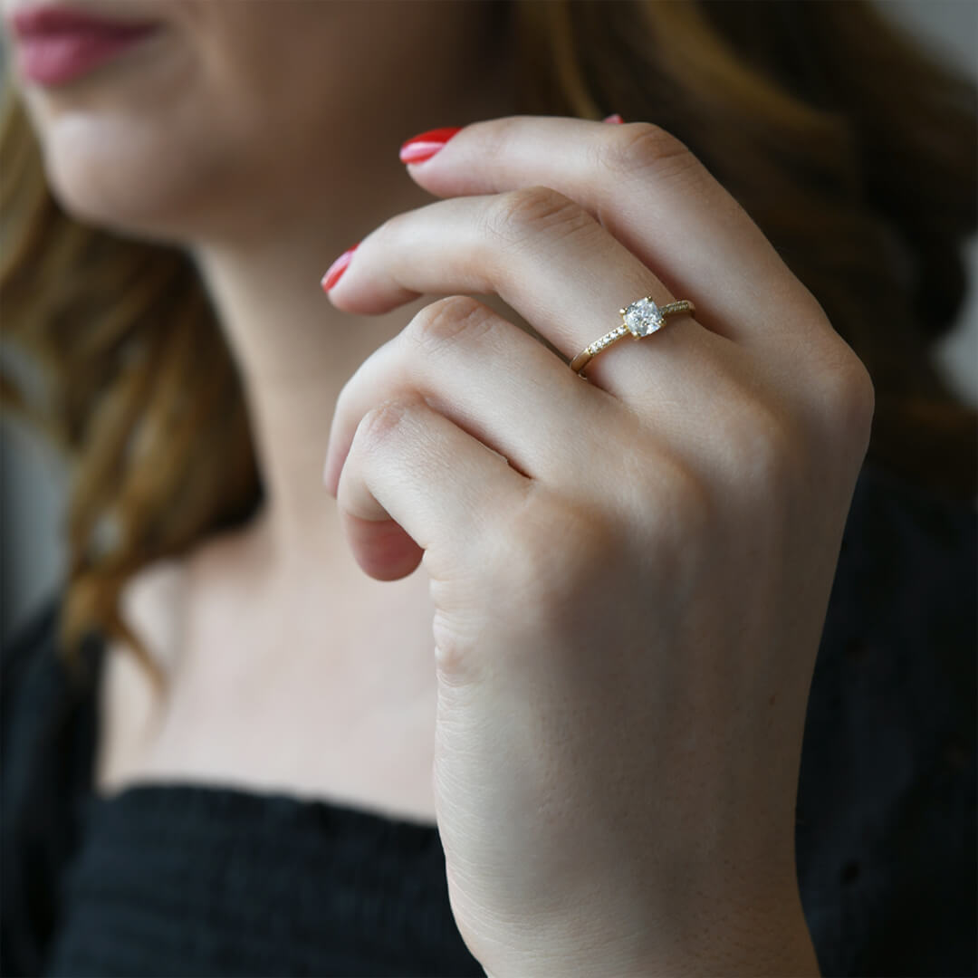 Inel de logodnă din aur galben de 14K
