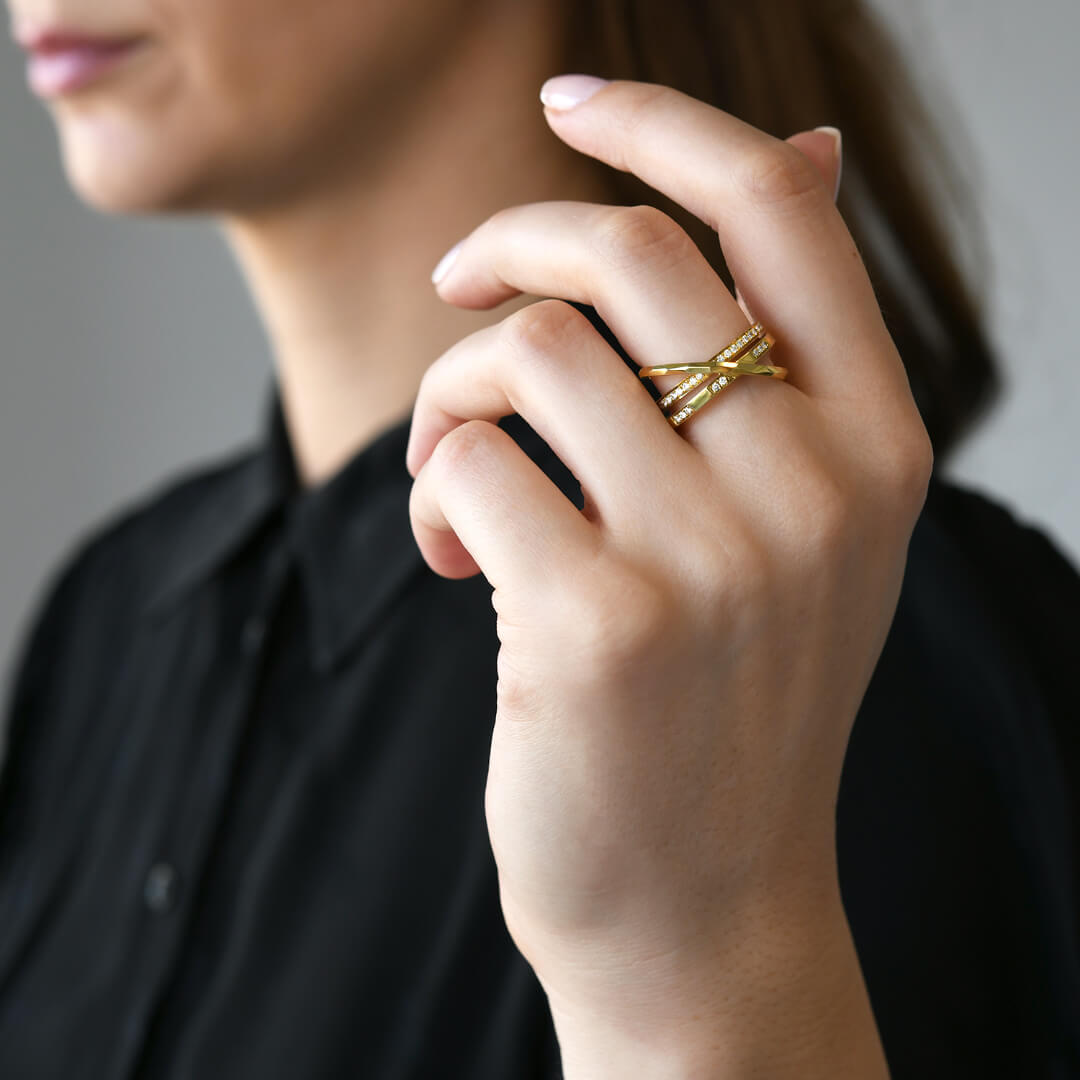 inel din aur galben de 18K cu Diamante naturale  2