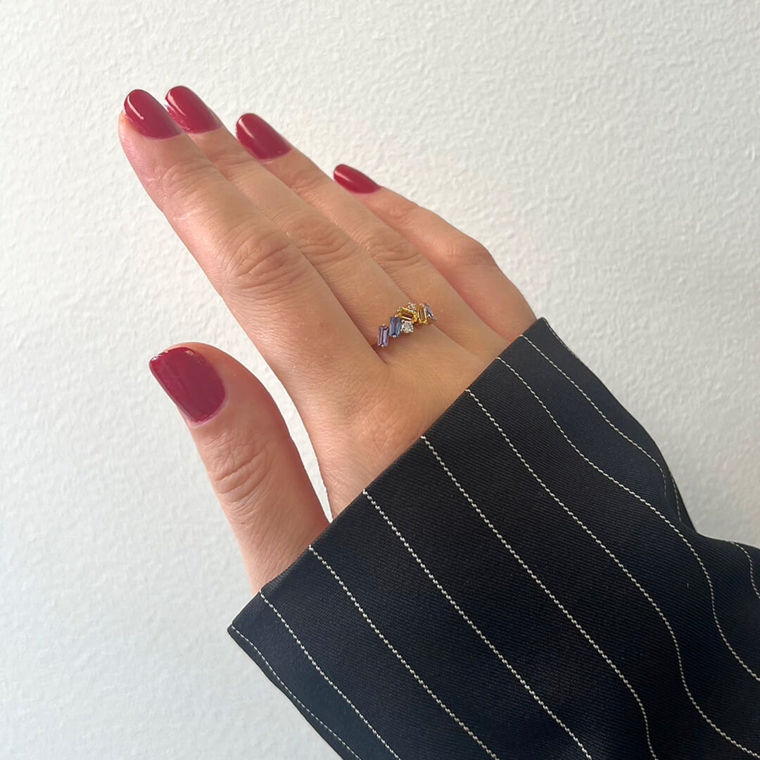 inel din aur roz de 18K cu Safire Fancy si Diamante naturale  2