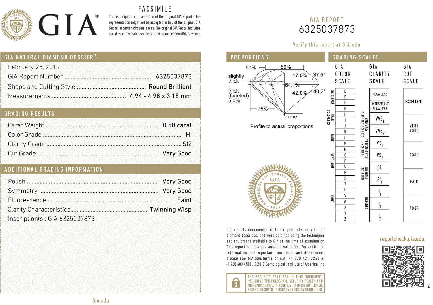 inel de logodnă din aur alb de 18K cu Diamant natural certificat GIA  4