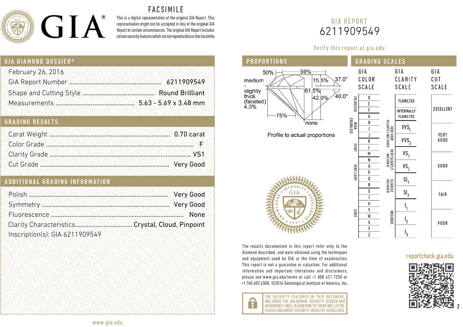 inel de logodnă din aur alb de 18K cu Diamant natural certificat GIA  4