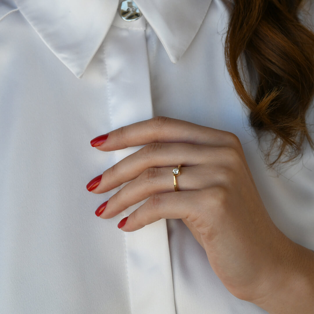 inel de logodnă din aur galben de 18K cu Diamante naturale  2