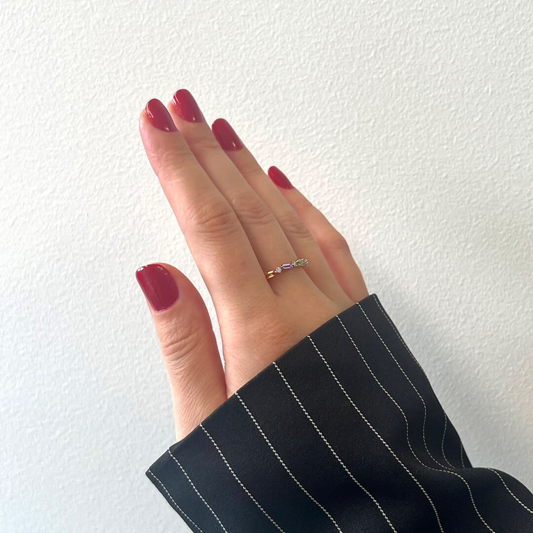 inel din aur roz de 18K cu Safire Fancy si Diamante naturale  2