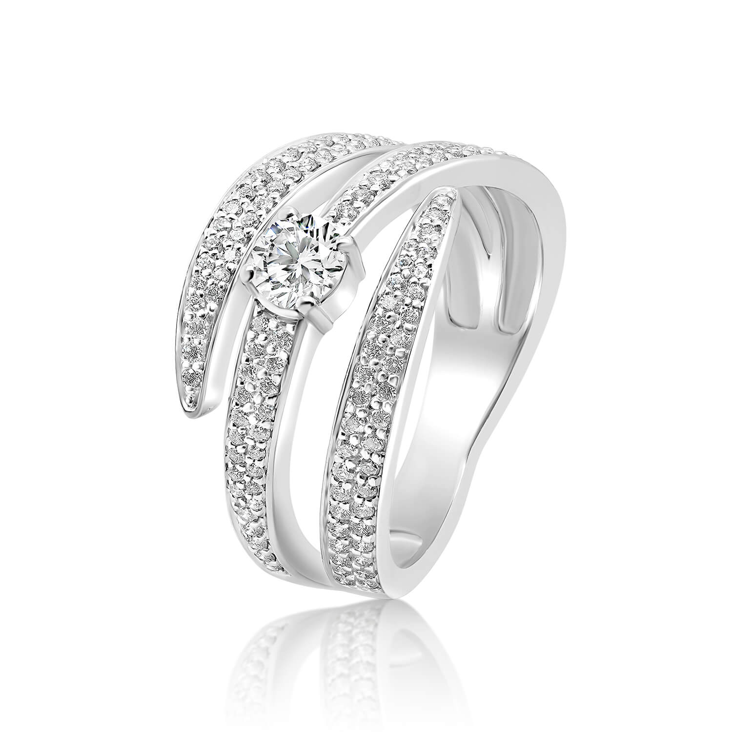 Inel din aur alb de 18K cu Diamante naturale