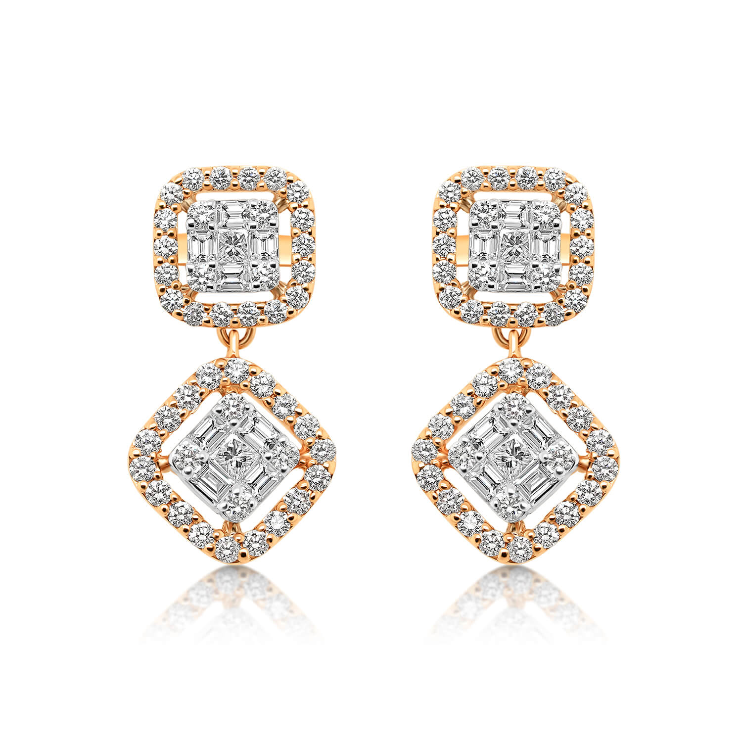 Cercei din aur roz de 18K cu Diamante naturale