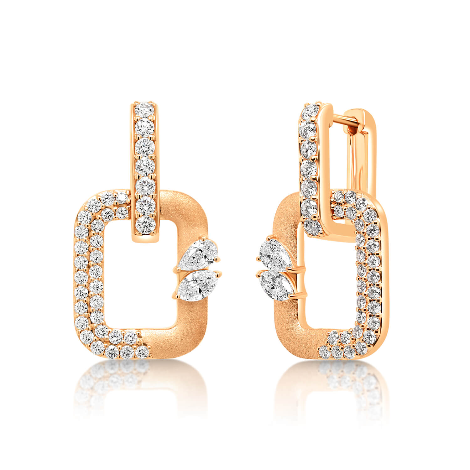 cercei din aur roz de 18K cu Diamante naturale  3