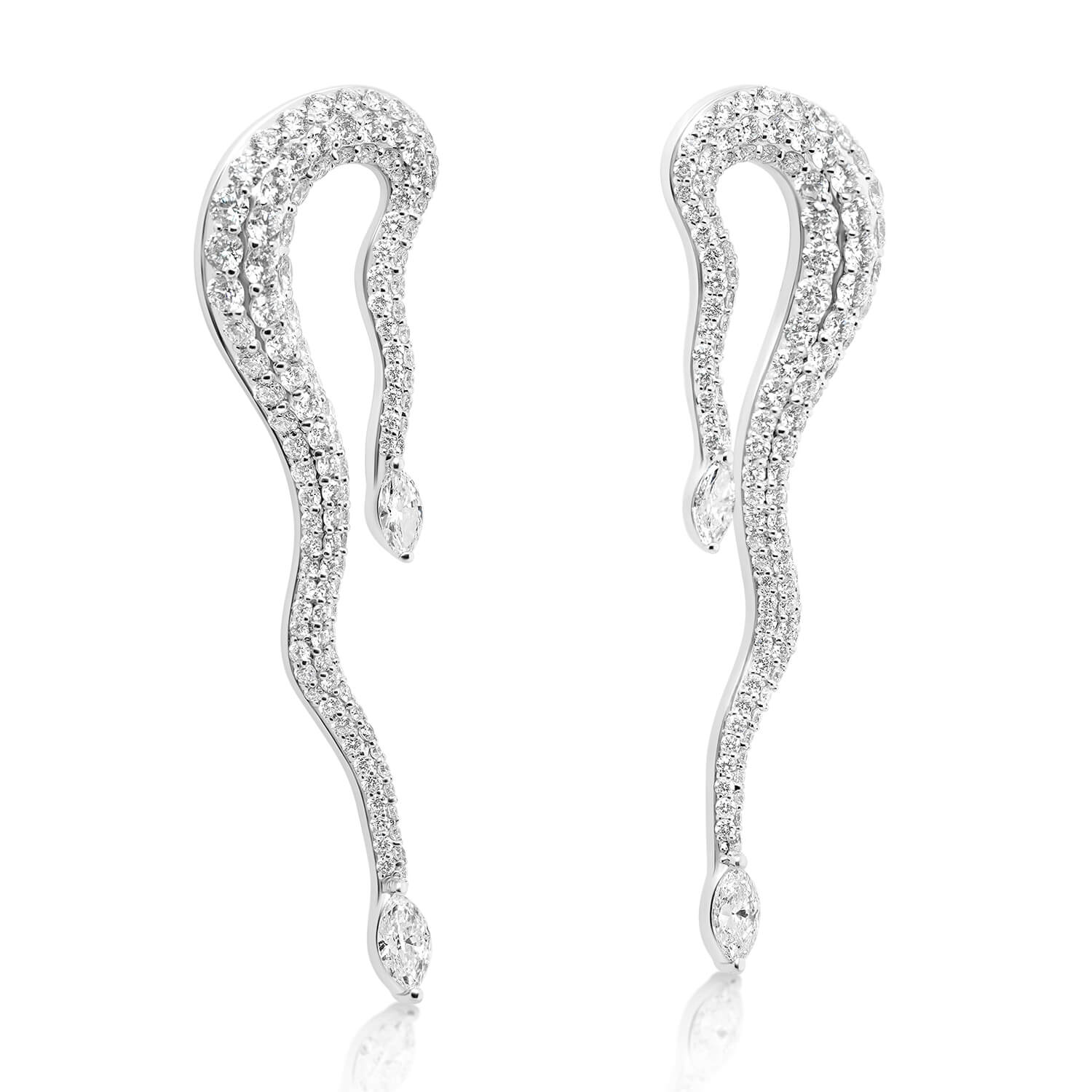 cercei din aur alb de 18K cu Diamante naturale  1