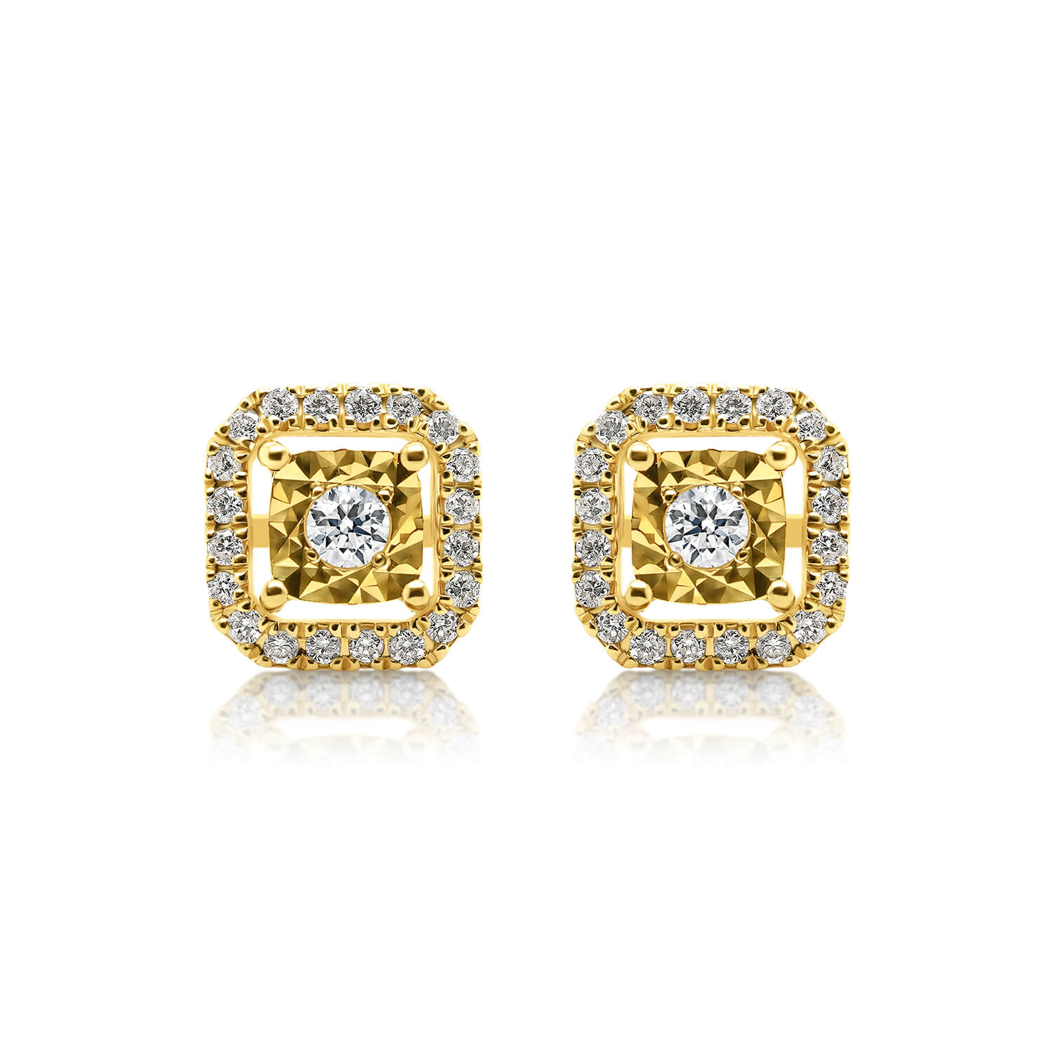 cercei din aur galben de 18K cu Diamante naturale  1