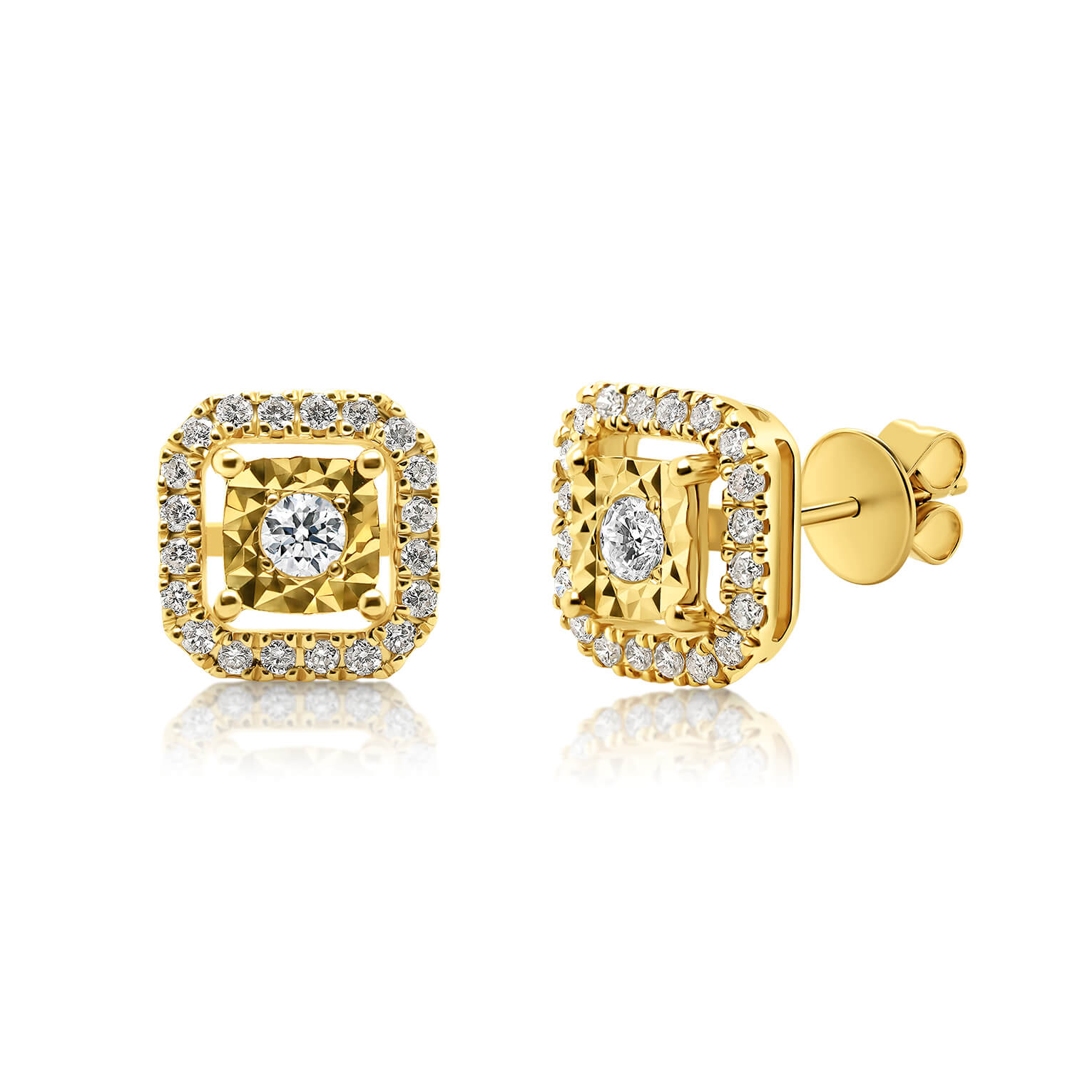 cercei din aur galben de 18K cu Diamante naturale  2