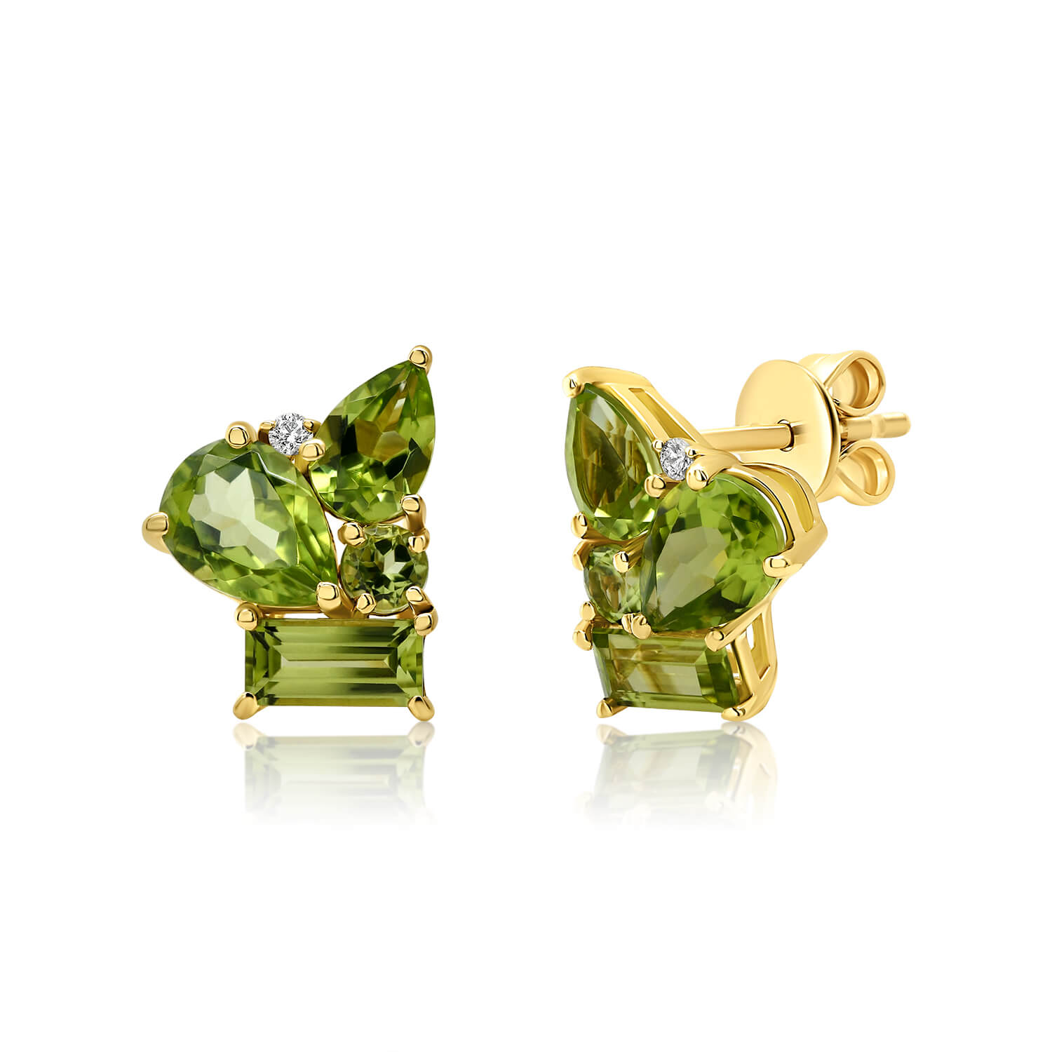 cercei din aur galben de 14K cu Peridot și Diamante naturale  3