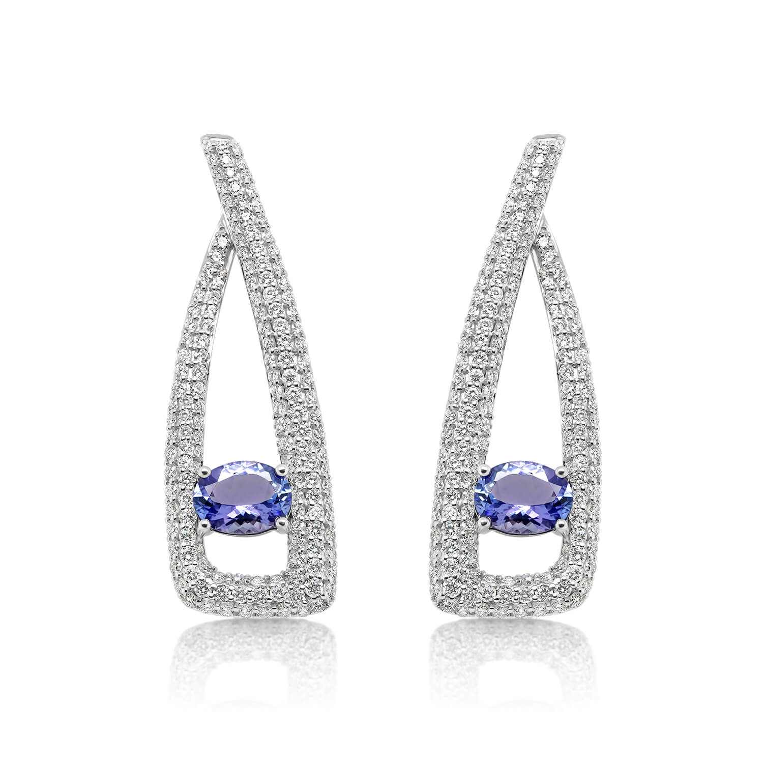 Cercei din aur de 18K cu Tanzanite și Diamante naturale
