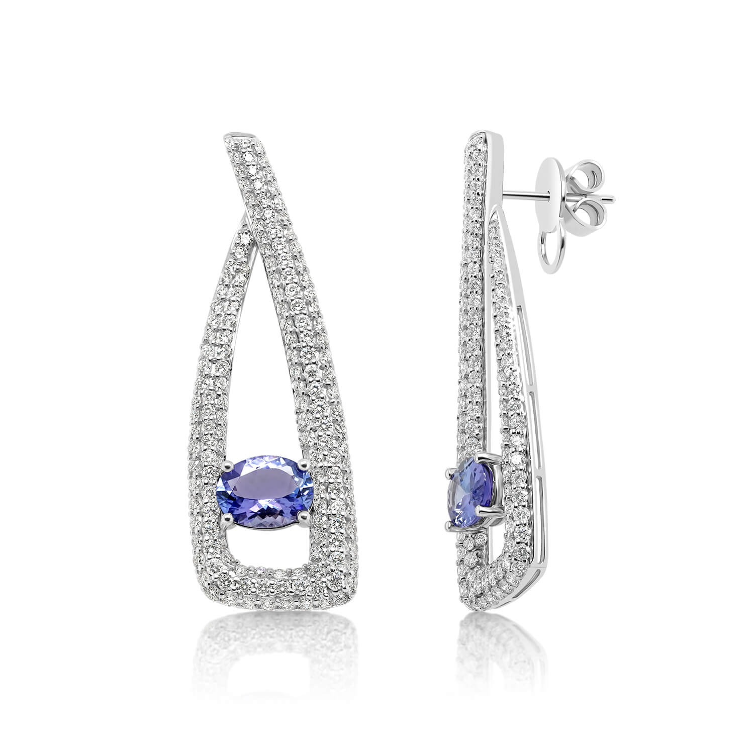 Cercei din aur de 18K cu Tanzanite și Diamante naturale