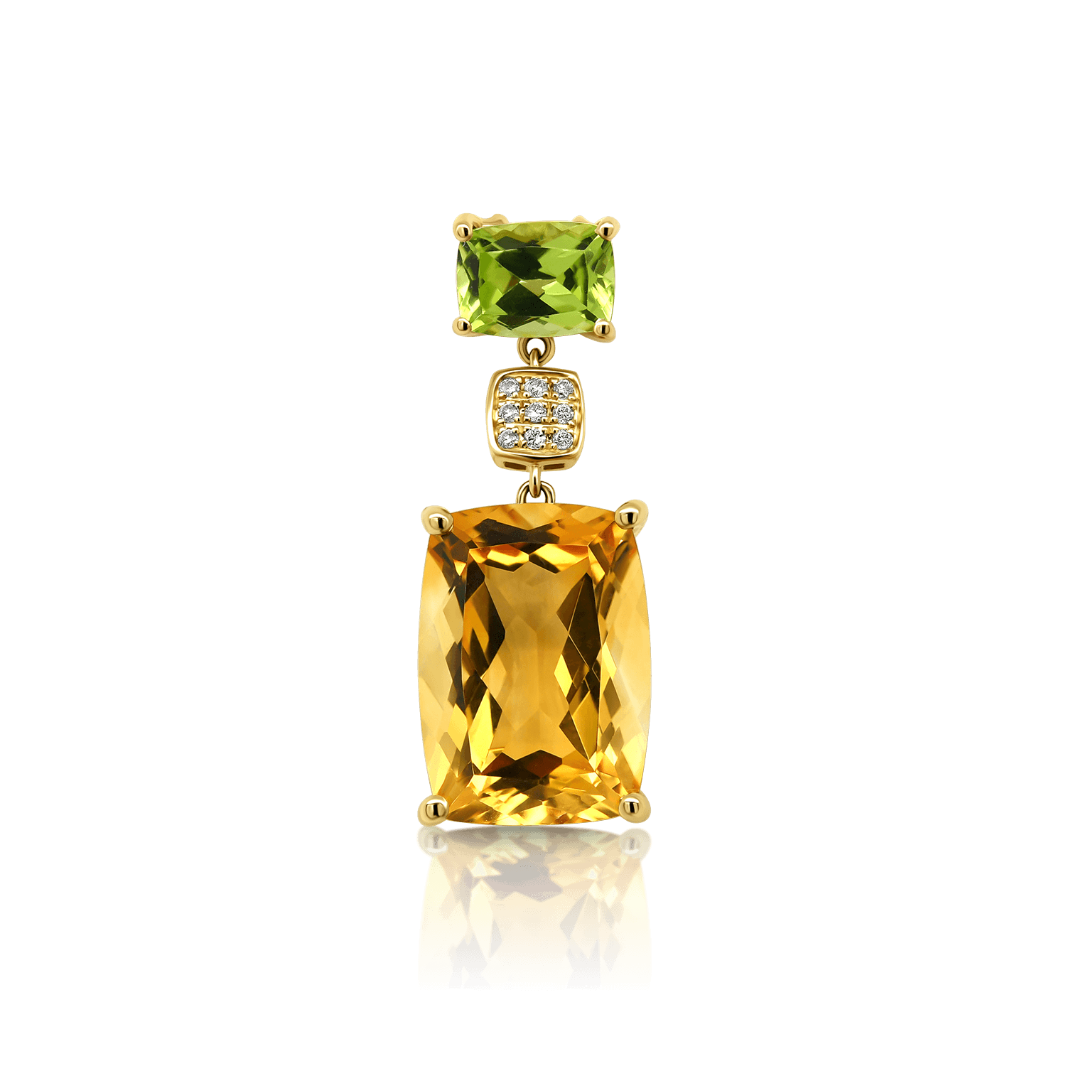 pandantiv din aur de 14K cu Citrin, Peridot și Diamante naturale  1