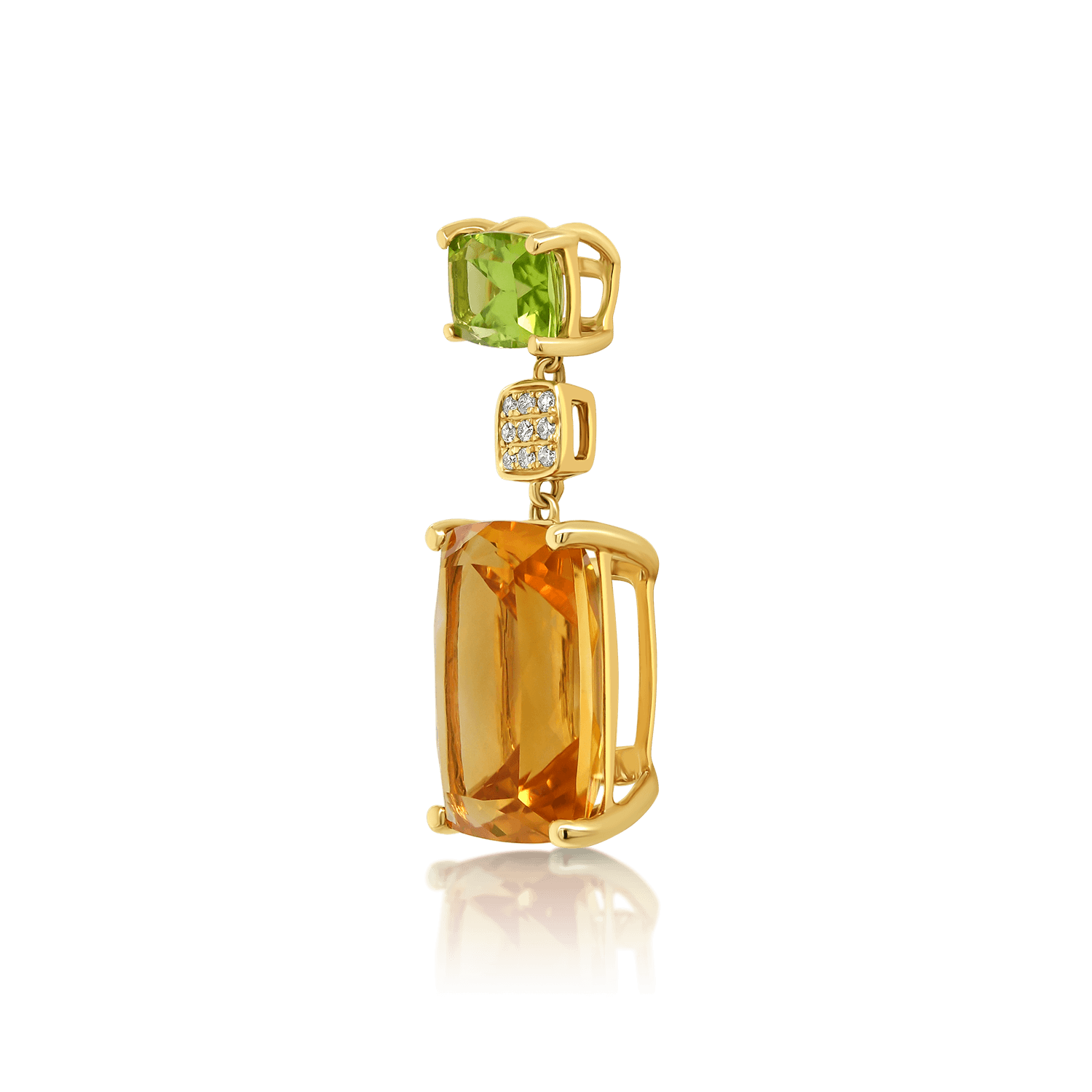 pandantiv din aur de 14K cu Citrin, Peridot și Diamante naturale  3