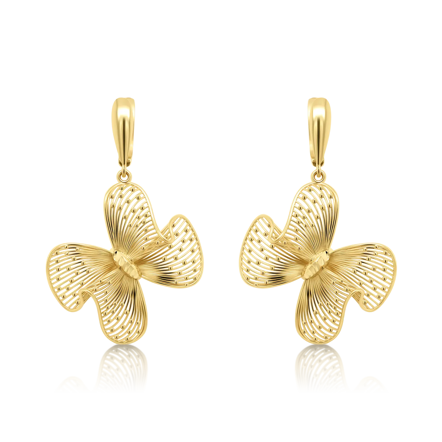 cercei din aur galben de 14K cu filigran  1