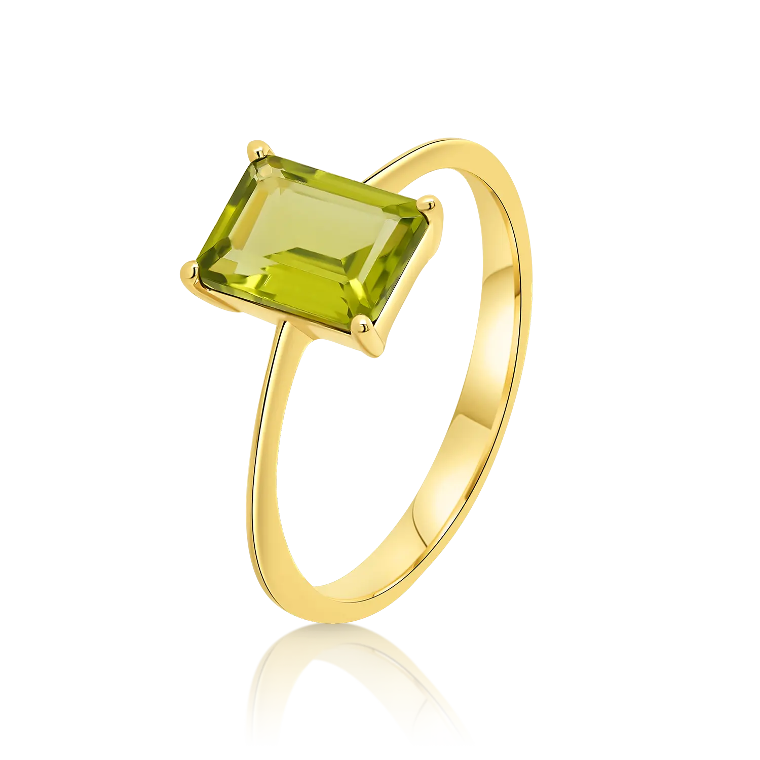 inel din aur galben de 18K cu Peridot natural  1