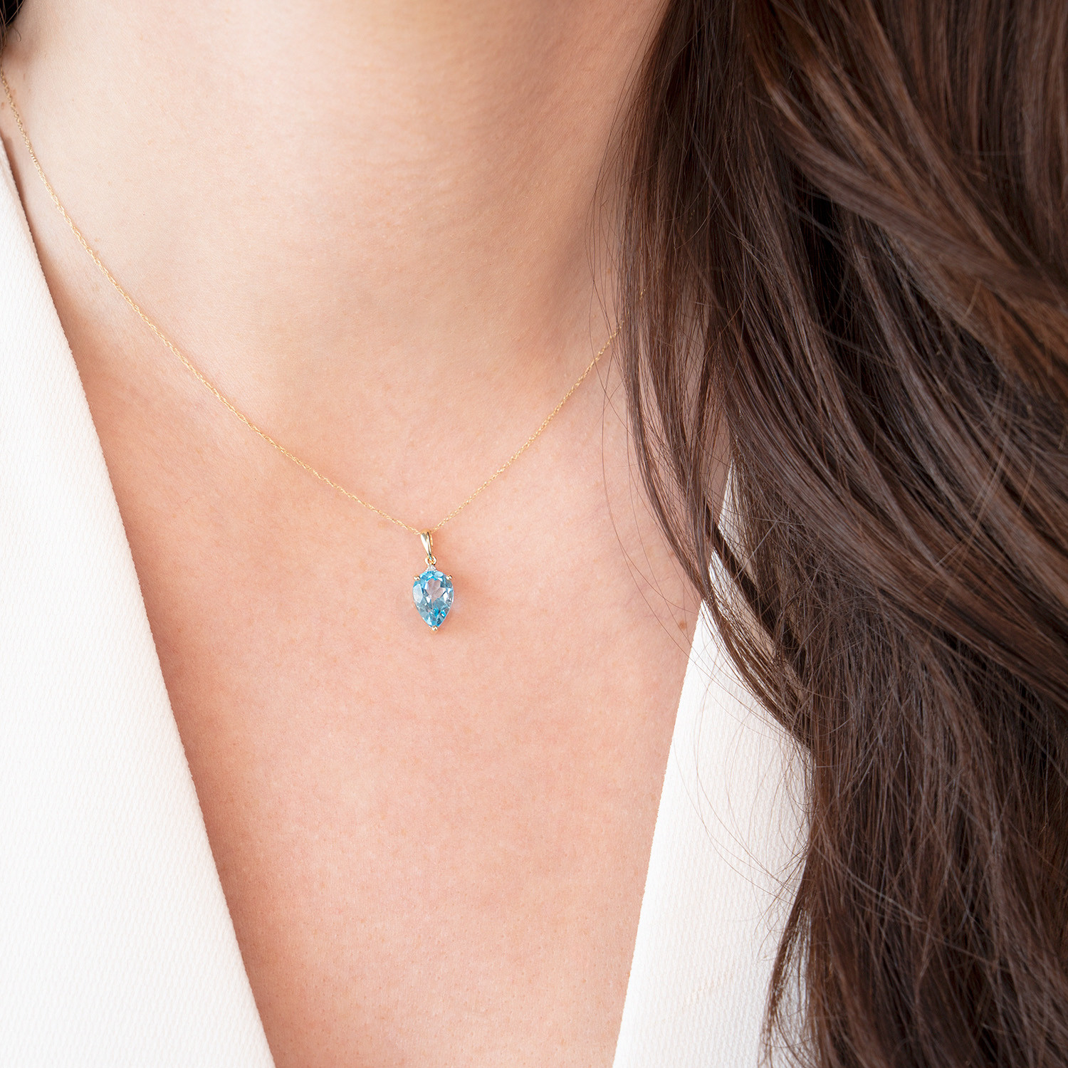 pandantiv din aur galben de 14K cu Topaz și Diamante naturale  2