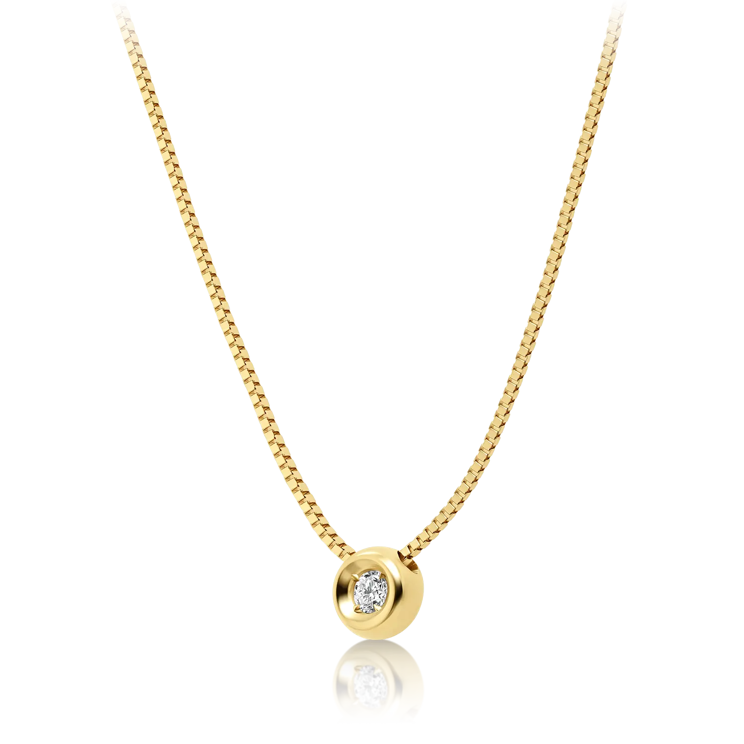 Colier din aur galben de 14K și pandantiv cu Diamant natural