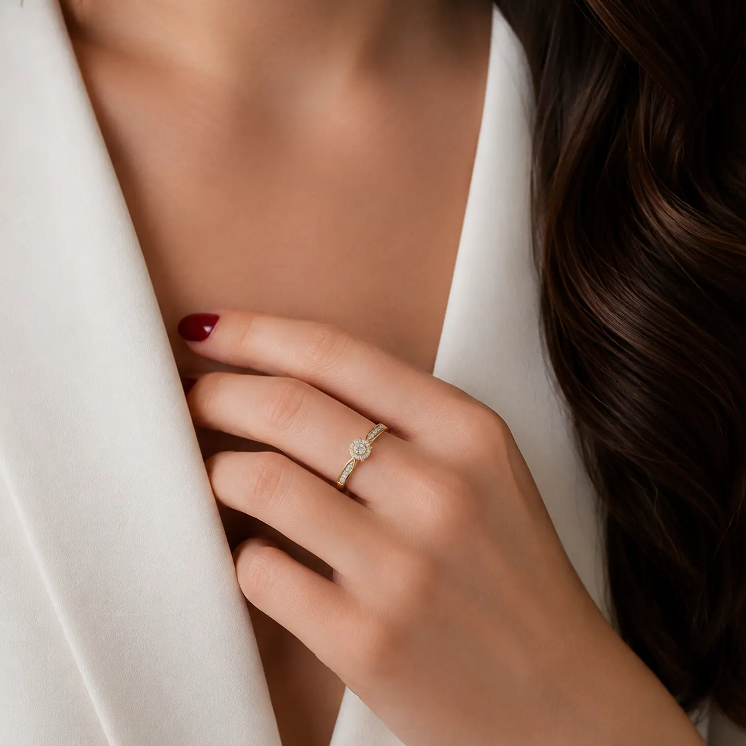 inel de logodna din aur de 14K cu Diamante naturale  2