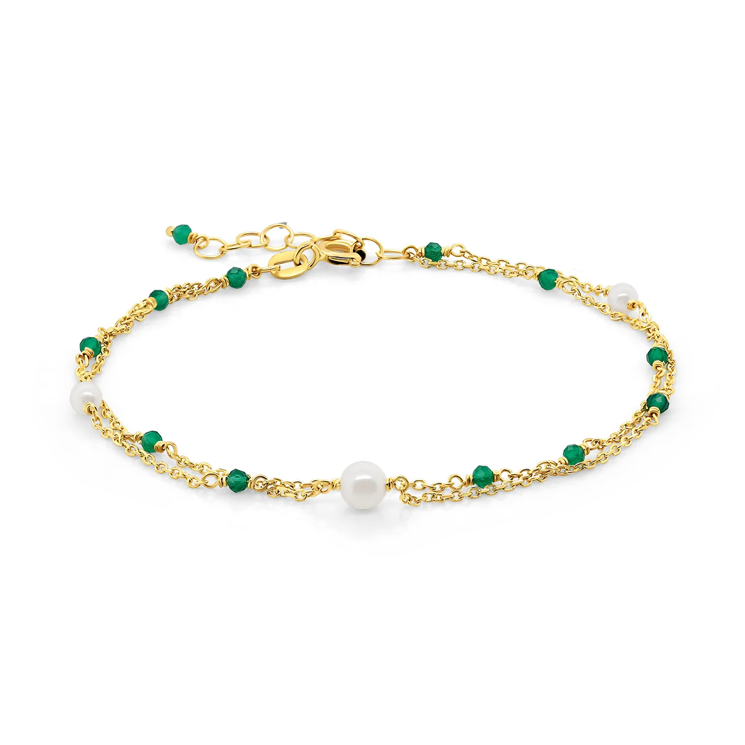 brățară din aur galben de 14K cu Agate și Perle  