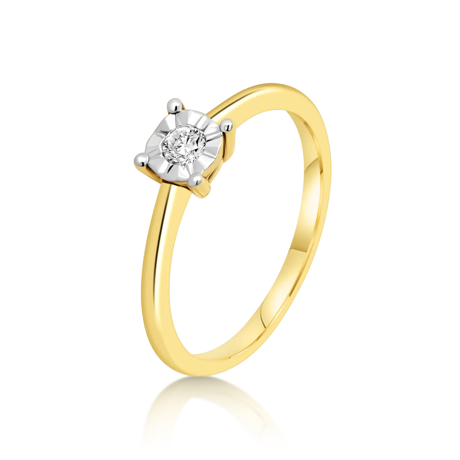 inel de logodnă din aur galben de 14K cu Diamant natural  1