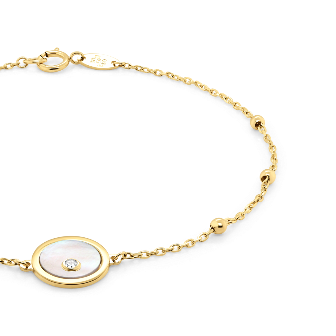 brățară din aur galben de 14K cu zirconia și Sidef  2