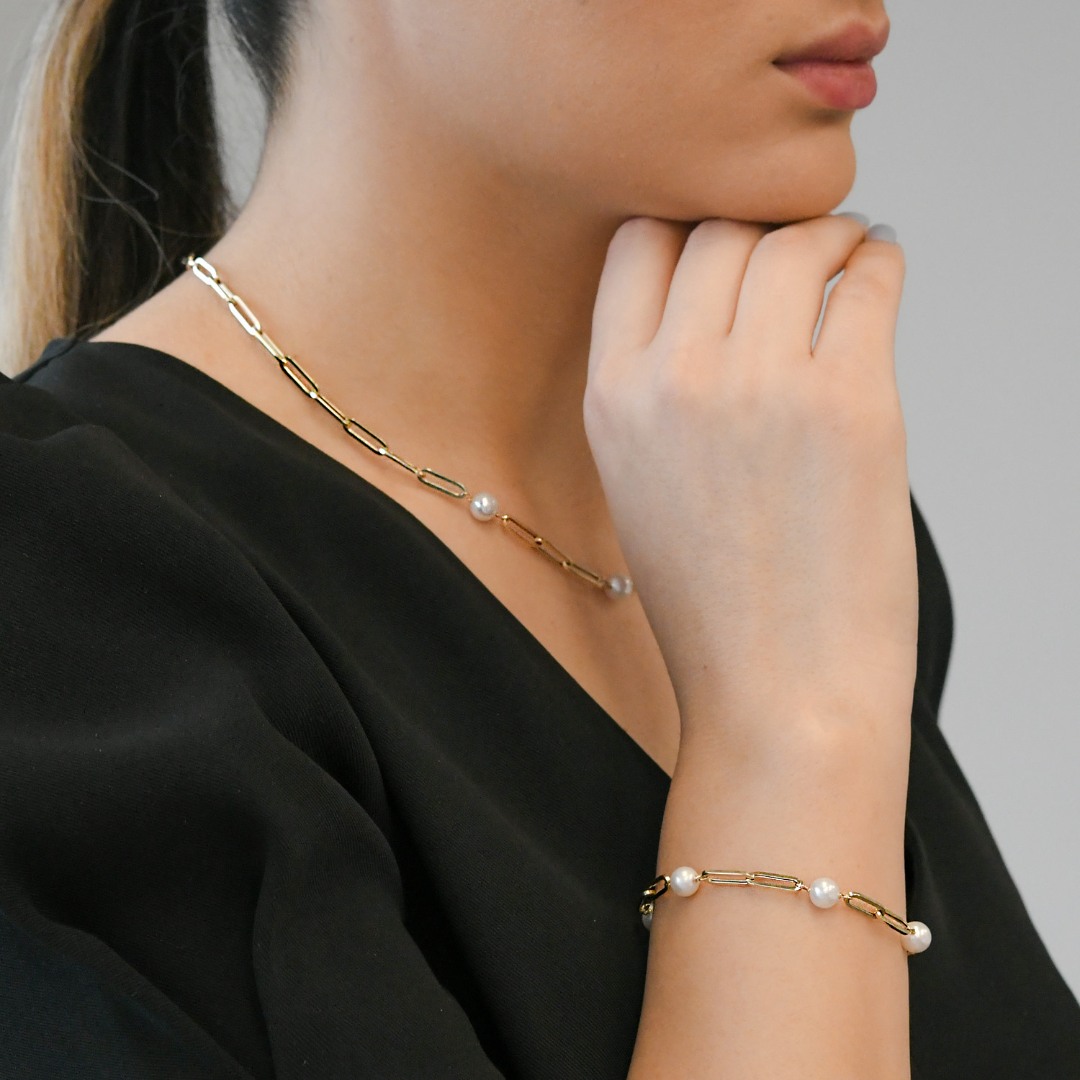 brățară din aur galben de 14K cu Perle  2