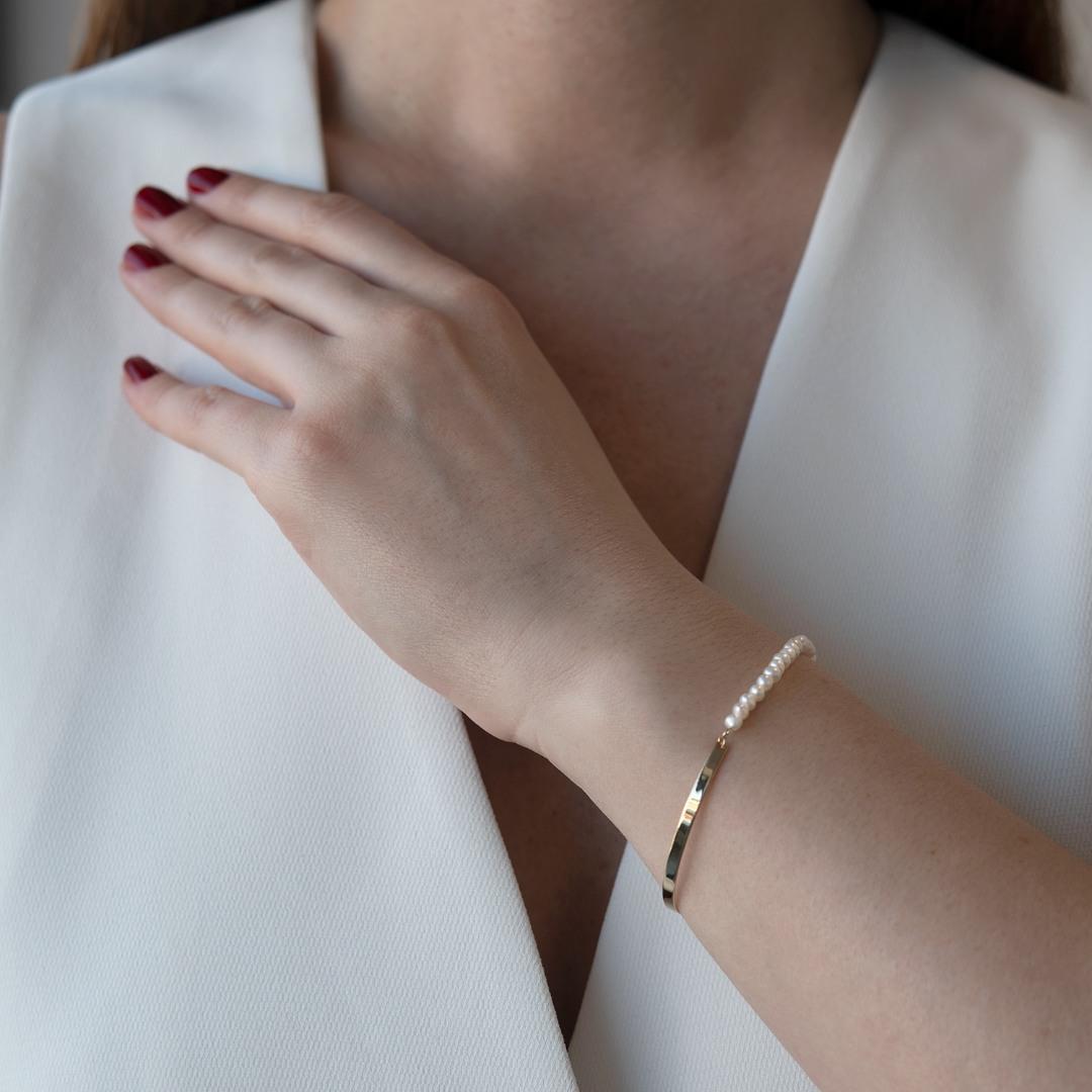 brățară din aur galben de 14K cu Perle  2