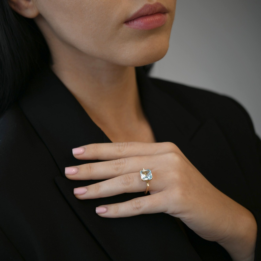 inel din aur galben de 18K cu Topaz  2