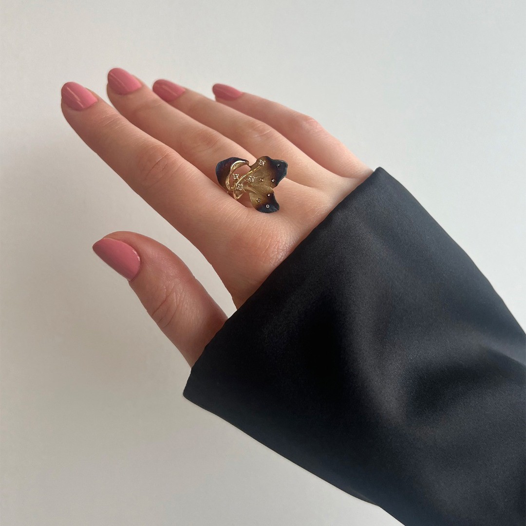 inel din aur galben de 14K cu Safire  2