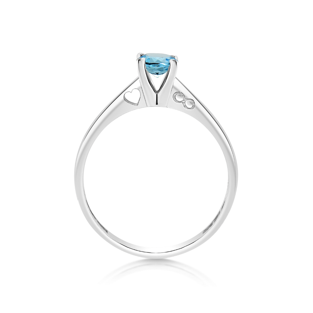 inel din aur alb de 18K cu Blue Topaz  2
