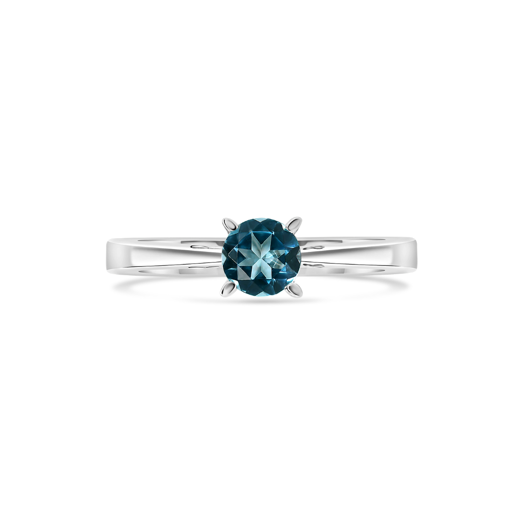 inel din aur alb de 18K cu Blue Topaz  3