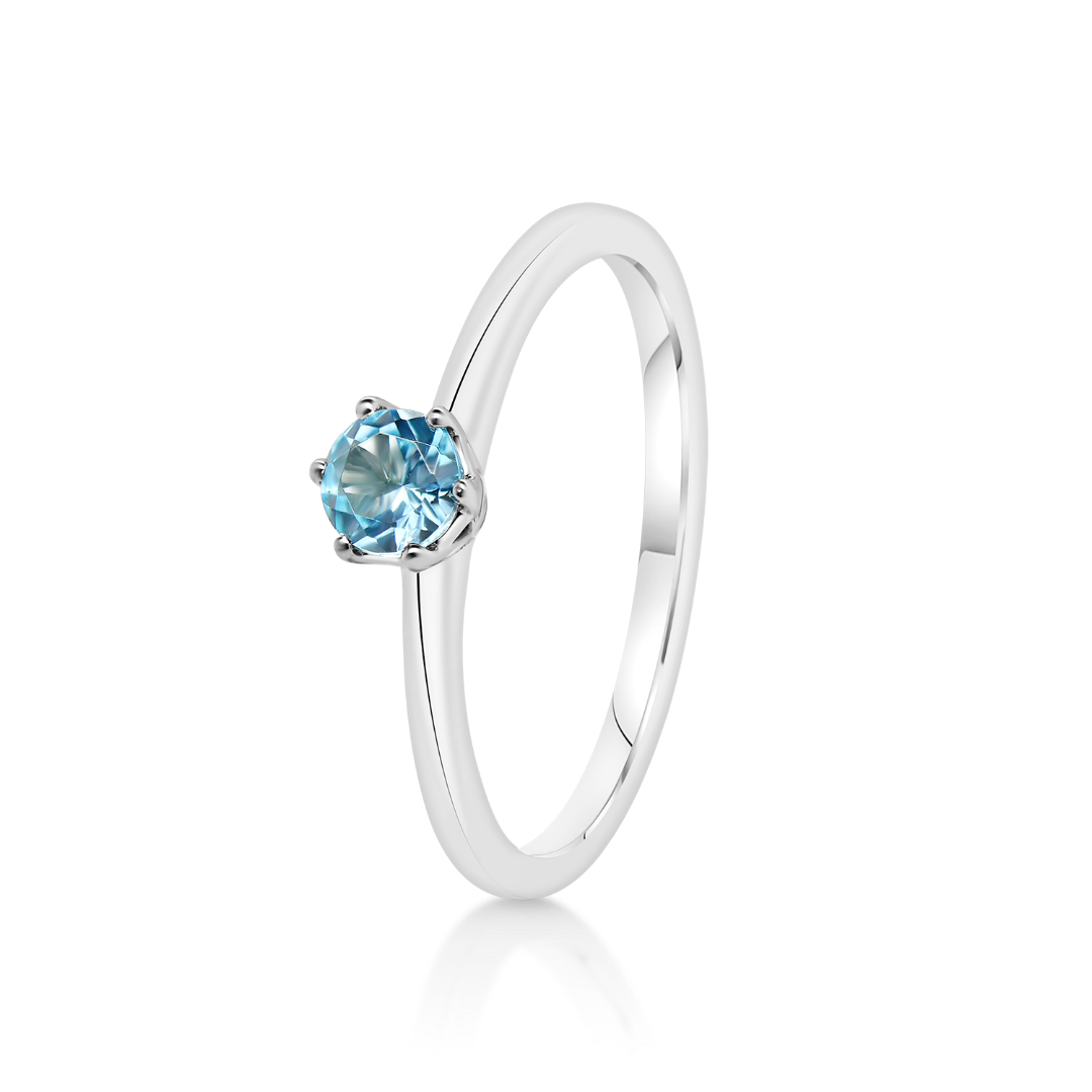 inel din aur alb de 18K cu Blue Topaz  1