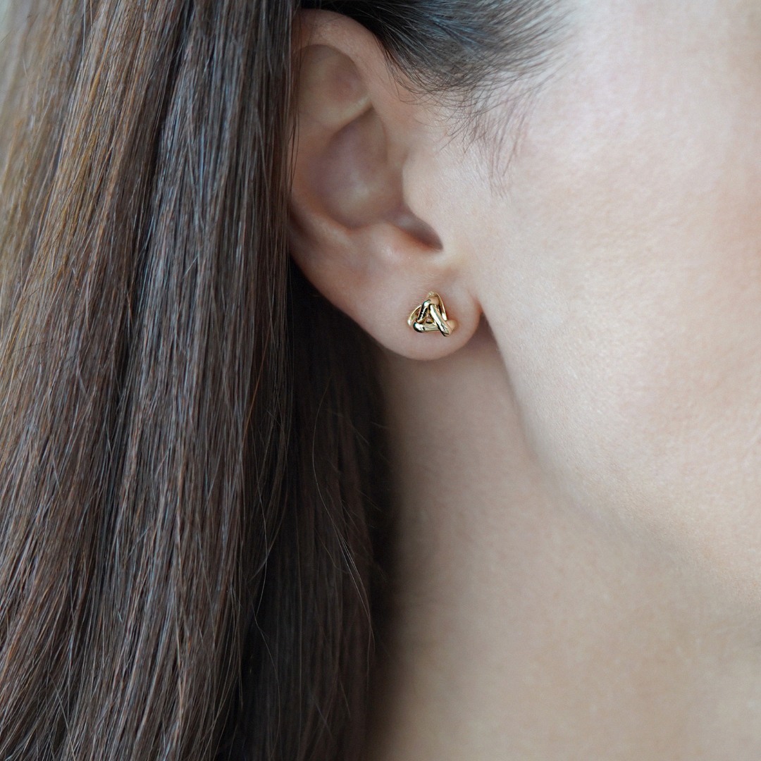 cercei cu design geometric din aur galben de 14K  2