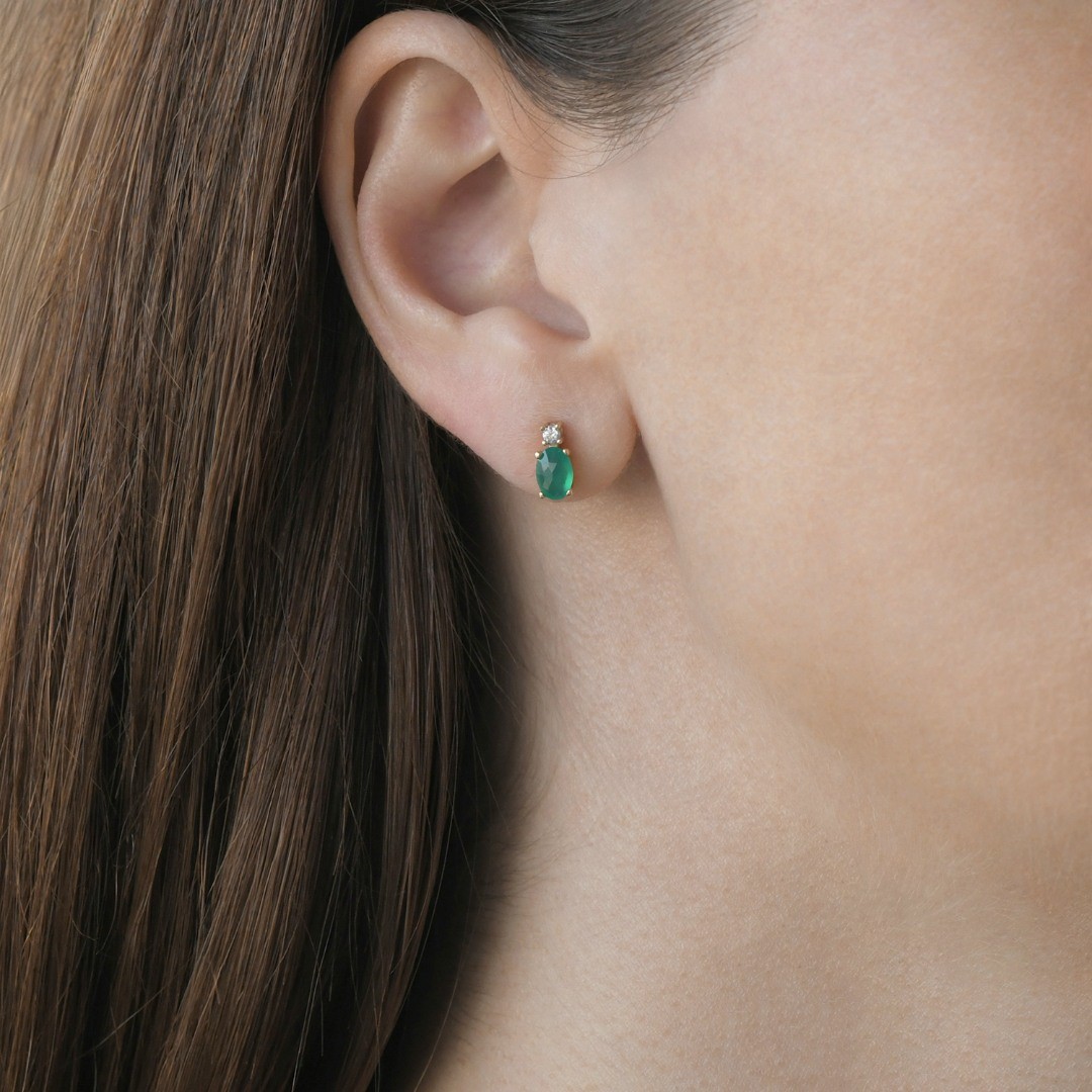 cercei din aur galben de 14K cu Agate  2