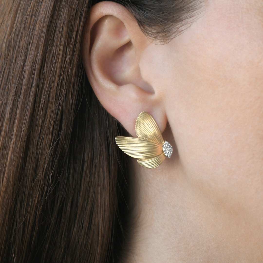 cercei din aur galben de 14K cu Diamante naturale  2